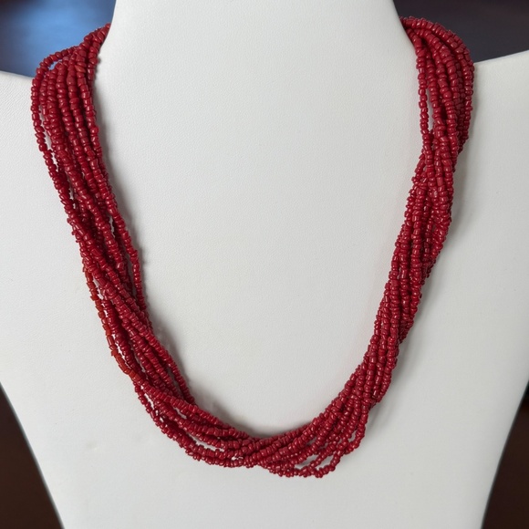 Vintage Silpada Coral 10 Strand Hand  Beaded Necklace. 17" Length - Picture 2 of 5